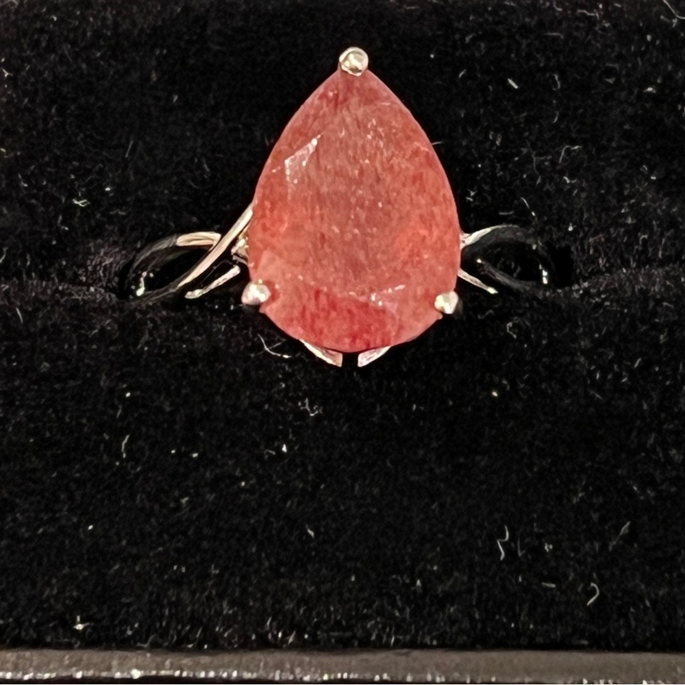 Tanzanian Natronite Sterling Silver Teardrop Ring, size 9